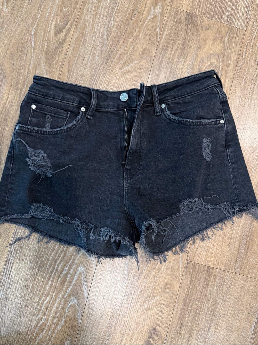 Mavi Black Distressed Cutoff Jean Shorts